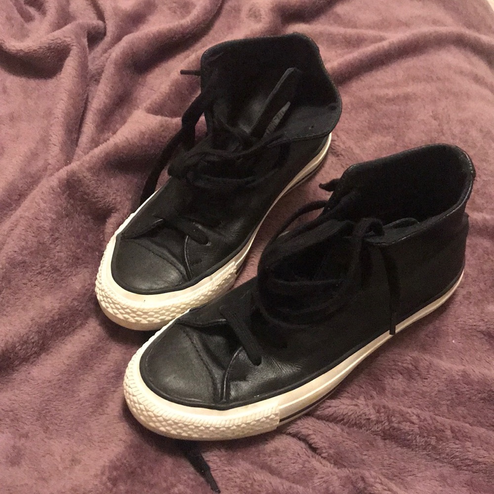 leather unisex high top converse